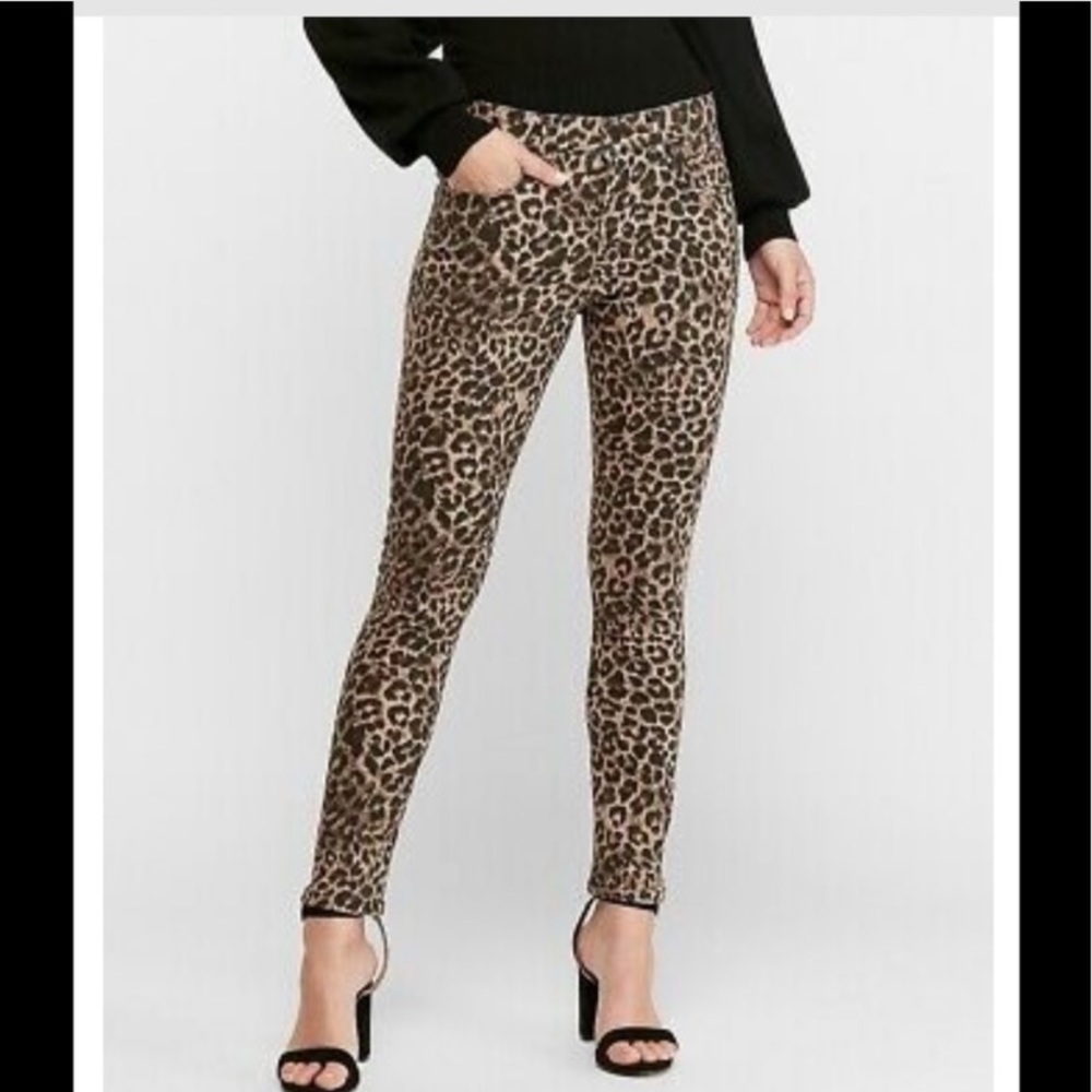 Leopard ankle legging jeans mid rise - long length
